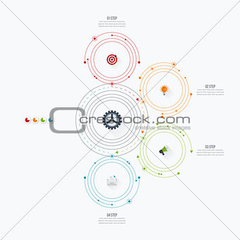 Infographics template four options with circle