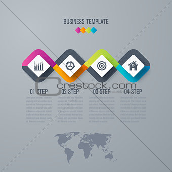 Infographics template four options with square