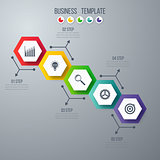 Infographics template 5 options with hexagon