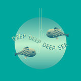 Deep sea card. Vector illustration.
