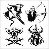 Set of viking emblems, labels and logos.