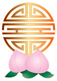 Chinese Longevity Symbol with Peaches Illustration