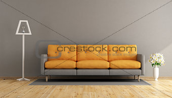 Gray and orange living room