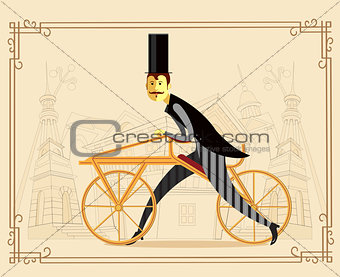 Retro bicycle - draisienne or hobby horse. Vector illustration.