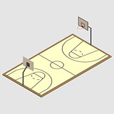 Field of play basketball isometric, vector illustration.