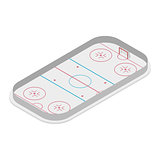 Field of play ice hockey isometric, vector illustration.