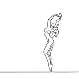 Continuous line drawing of dancing woman