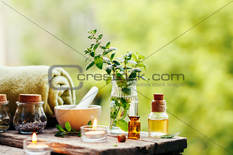 Spa background with essential oil
