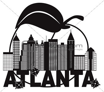 Atlanta Skyline Peach Dogwood Black White Text Illustration