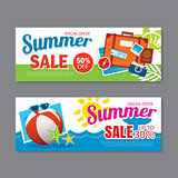 Summer sale voucher background template. Discount coupon. Banner