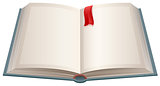 Open book with empty sheets and red bookmark