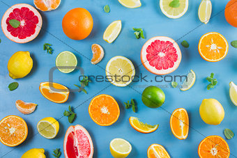 citrus pattern on blue