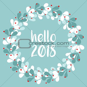 Pastel laurel vector wreath hello New Year 2018