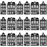 Seamless house pattern - Dutch, Amsterdam houses, retro style