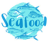 Blue seafood background