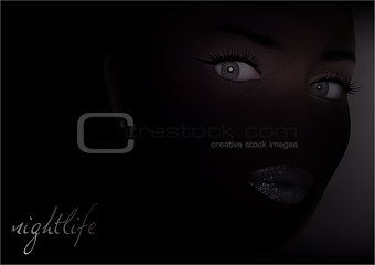 Woman Face In The Dark