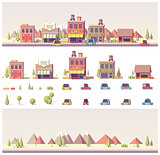 Vector low poly buildings and city scene