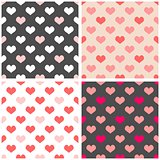 Tile vector pattern set with hearts on grey, white and pastel pink background