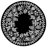 Laurel wreath dark vector frame on white background