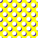 Tile vector pattern with white polka dots and black shadow on yellow background