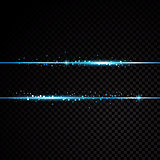 Two blue lines with light effects. Isolated on black transparent background. Vector illustration