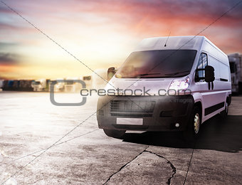 Transport truck ready to deliver packages. 3D rendering