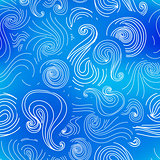 White swirls in blue, sea seamless pattern