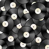 Vintage vinyl discs, retro seamless pattern