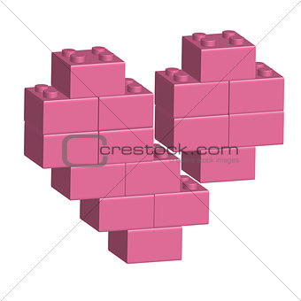 Building bricks in 3D broken heart