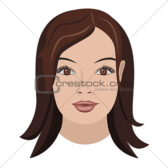 Object face long brown hair
