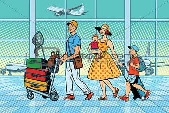 Family travelers at the airport