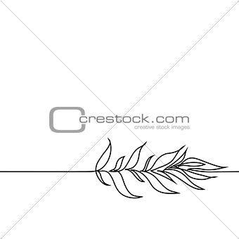 Continuous line drawing of plant with leaves