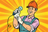 Construction worker with light bulb