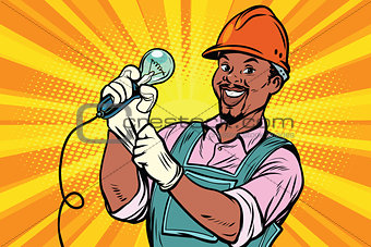 Construction worker with  light bulb