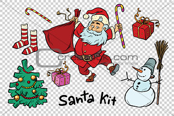 Kit Santa set Christmas New year items and characters