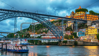 Porto, Portugal: the Dom Luis I Bridge and the Serra do Pilar Monastery on the Vila Nova de Gaia side