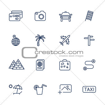 Set with different travel icons