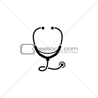 Stethoscope and Medical Services Icon. Flat Design.