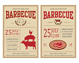 Vintage barbecue party invitation. BBQ, food flyer template.