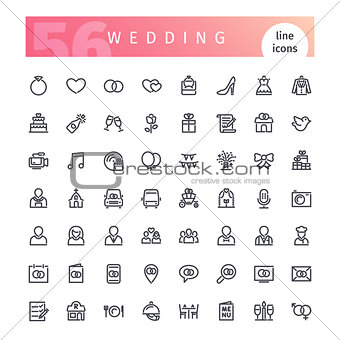 Wedding Line Icons Set