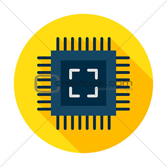 Computer Chip Flat Circle Icon