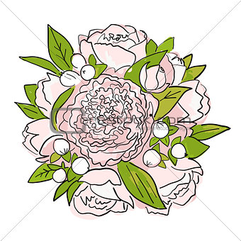 Bouquet of peonies, sketch for your design