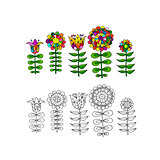 Scandinavian folk style flowers for your design