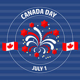 Canada Day label  on blue.  Vector illustration.