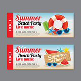 summer beach party invitation ticket template background 
