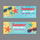summer beach party invitation ticket template background