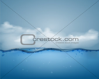 Underwater part and clouds.vector illustration