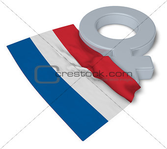 symbol for feminine and flag of the netherlands - 3d rendering