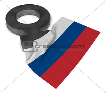female symbol and flag of russia - 3d rendering