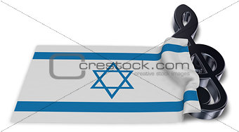 clef symbol symbol and flag of israel - 3d rendering